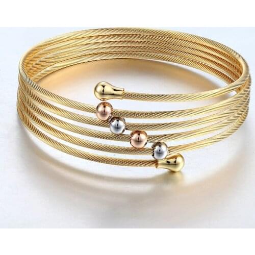 New 2017 Gold Colour Twist Wire Mesh Hand Bangle Multilayer Charm Bracelets Pulseiras Fashion Jewelry For Women Bijoux