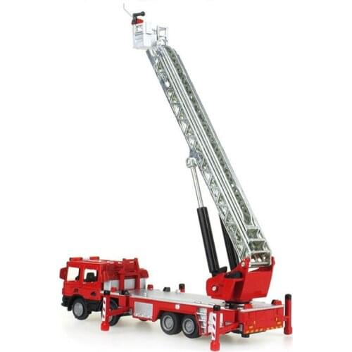 New 40cm Simulation 1:50 Alloy stretchable ladder fire truck platform fire engine model 360 Degrees rotation rescue car toy gift