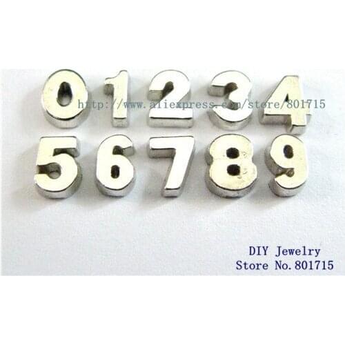 Wholesales plain numbers floating locket memory charms 10pcs for memory locket Nail as families friend gift