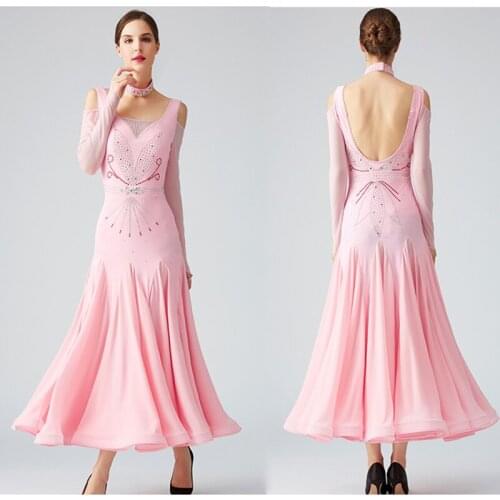 Sexy Women Ballroom Dance dress New long Sleeves Modern Dance Costumes Big Swing Performance Waltz Dancewear