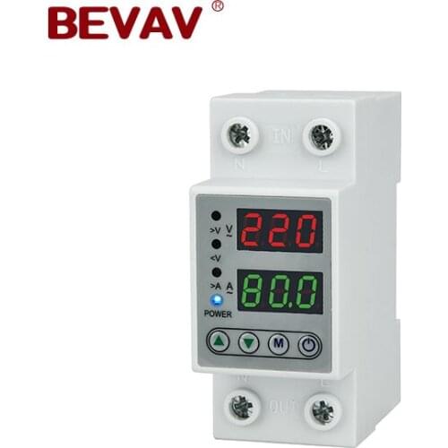 40/63A 220V Din rail adjustable over voltage and under voltage protective device protector relay with Limit Current Protector