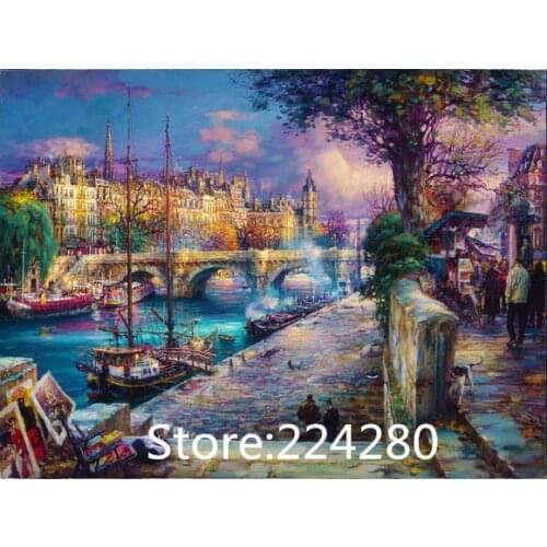 Romantic town bustling market Art Needlework,Bricolage Cross stitch kit Embroidery Scenic Canvas Patterns,DIY Handmade Decor