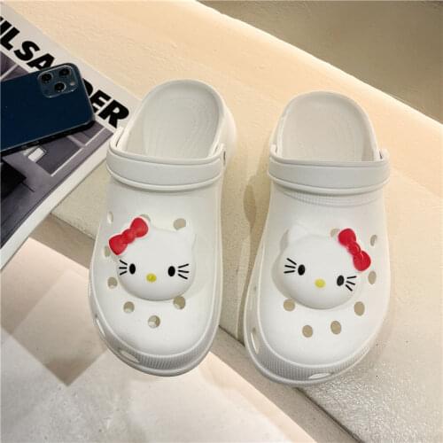 Sanrio Hello Kitty summer hole shoes slippers non-slip thick-soled girls sandals and slippers