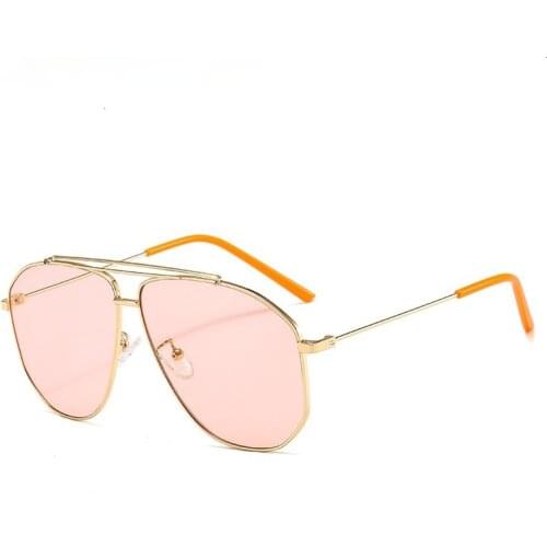 Alloy Square Polygon Sunglasses For Men 2021 Fashion Pilot Aviation Sun Glasses Women Retro Pink Clear Oversize Shades