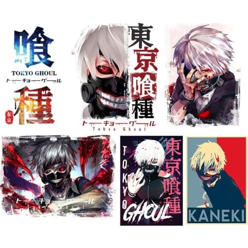Anime Tokyo Ghoul Heat transfer patch Iron-on transfers for clothing patch thermocollant patches for clothing Stripe for T-shirt
