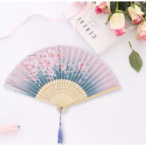 7 Inch Folding Hand Fan National Woman Japanese Wind Cheongsam Prop Ancient Fans Vintage Eventail A Main Hand Fan