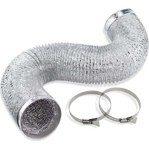Dryer Vent Hose-4 inch Ducting Vent Hose Flexible Aluminum Foil Non-Insulated with 2 Clamps Pipe Duct Air System Air Conditioner