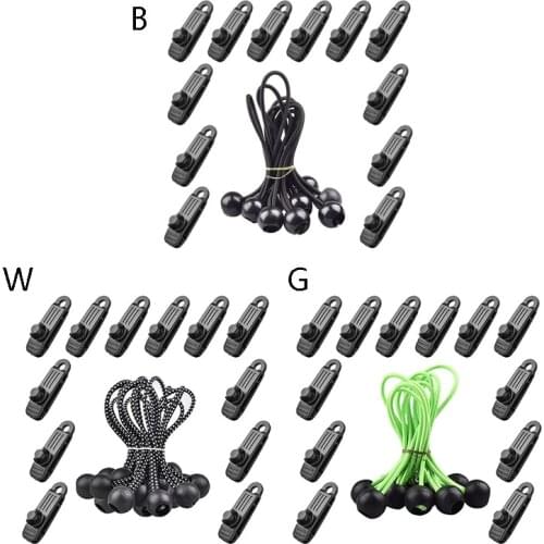 Canvas Fixing Clip Plastic Reusable Tent Clamp Outdoor Camping Wind Clip 12Pcs Windproof Tent Plastic Fixing Clip + Elastic Rope