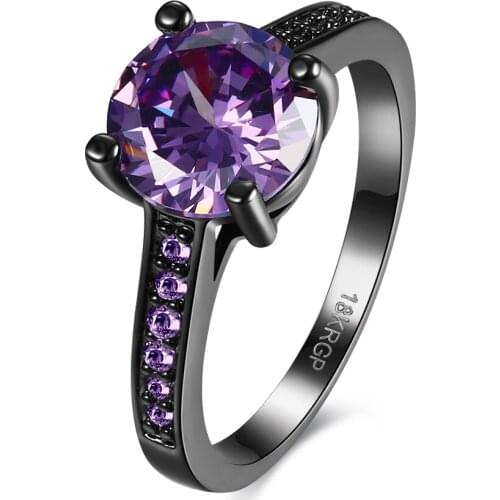 Women Promise Rings Black Engagement design setting purple royal blue zircon AAA+ CZ romantic 2017 New Trendy Vintage Jewelry