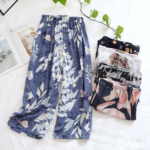 22 Colors Women Printed Sleep Bottom Spring And Summer Lounge Wear Sleep Pants Female Pajama Pants Viscose Casual Loose Homepant