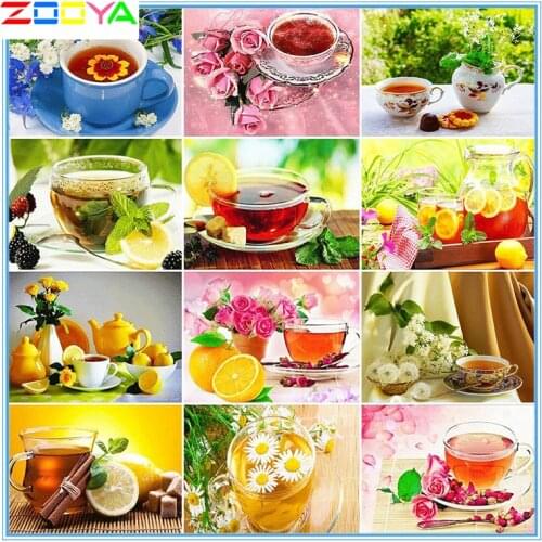 Zooya 5D Diy Diamond Painting Scenery Diamond Embroidery Flower Tea Full Square Round Rhinestone Pictures Home Decoration Lx936