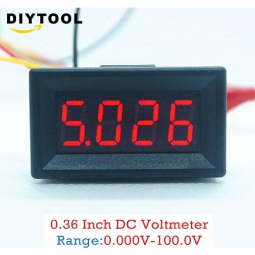 0.36/0.56 LED Digital Voltmeter Voltage Meter Volt Instrument Tool 4 Bit 3 Wires Red Display ammeter