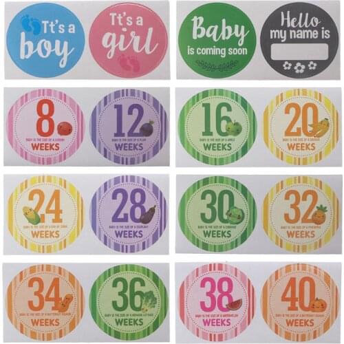 16 Pcs Pregnancy Milestone Stickers Photography Weekly Belly Clothing Stickers New Hot