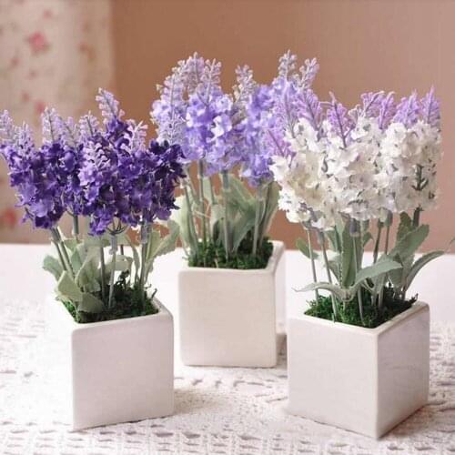 2 Bunch Artificial Lavender Flowers Silk Artificial Bridal Wedding Bouquet for Wedding Party Home Decoration