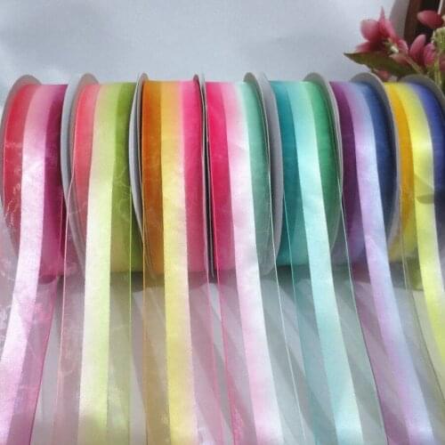 38mm Rainbow Lace Medium Satin Gift Box Packing with Birthday Cake Wedding Candy Box Decoration Gradual change Ribbon Bow 218