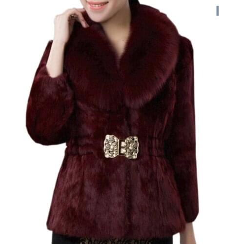 4xl Multi-color plus size fur coat women jacket new Korean version imitation rabbit fox fur collar short slim outerwear party