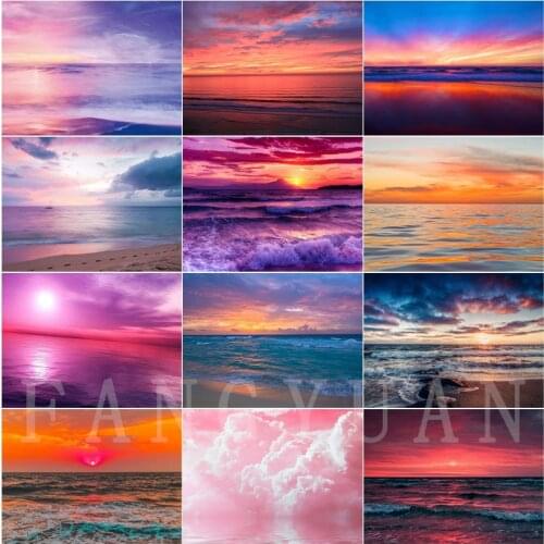 5D Diamond Painting Sunset Beach Scenery Diy Full Square Round Diamond Embroidery Kit Seascape Home Decoration Wall Art Pictures