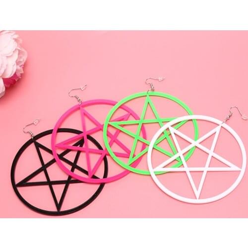 Acrylic Fashion Earring Hollow Dangle Circle Star Pentagram Earrings For Women