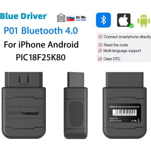 P01 Bluetooth V1.5 PIC18F25K80 For iPhone Android Faslink Automotive Codes Reader OBD2 Scanner Car Diagnostic PK ICar2 ELM327