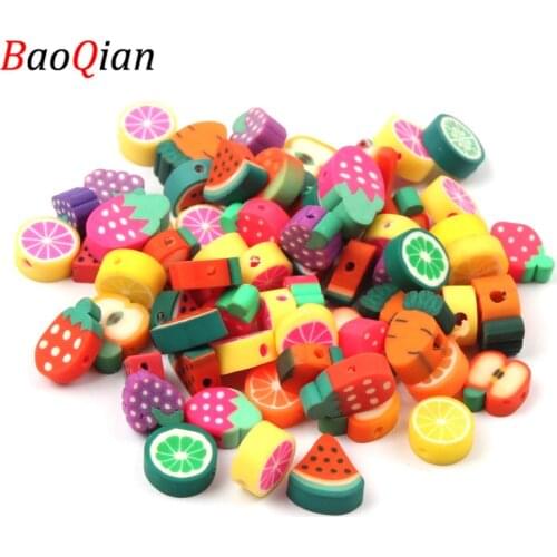 50PCS 10MM Random Variety Of Fruit Shaped Clay Beads For DIY Decoration Childrens Toy Accessories Beads Spacer