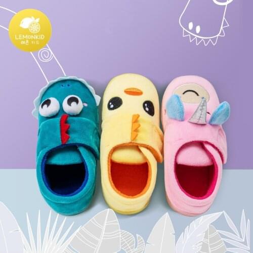 Boys Autumn Winter Slippers Girls Cute Cartoon Home Shoes Children Warm Fur Slipper Kids Unicorn Home Slippers