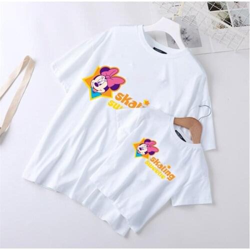 New Fashion Family Matching T Shirts Short Sleeve Mickey Mouse Printed Mommy And Me Father Son Kids Tshirts Family Look Outfits