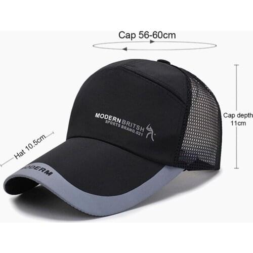 Summer balck Baseball Cap Men Women Quick Drying Baseball Hats Unisex Breathable Sports Cap Pure Color Snapback Hat