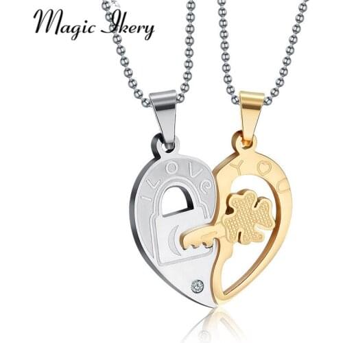 Magic Ikery Heart Lucky Clover 316L Titanium Steel Couple Necklace Pendant 60M Wholesales Fashion Jewelry For Lovers MKCN-038