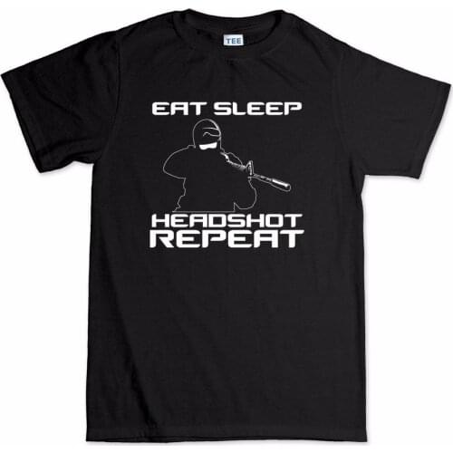 2019 Newest Fashion Eat Sleep Headshot Repeat American Snipers AR-15 AK47 T Shirt O-Neck Hipster Tshirts