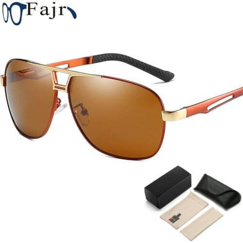Polarized Glasses Men Sunglasses With Hard Box Luxury Brand Designer Pilots Golden Shades Leather Case Driving Eyeglass Vintage