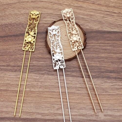 5 Pieces/Lot U-Shape Hair Forks Filigree Flower Hair Sticks Chinese Tiara DIY Jewelry Hair Accessories