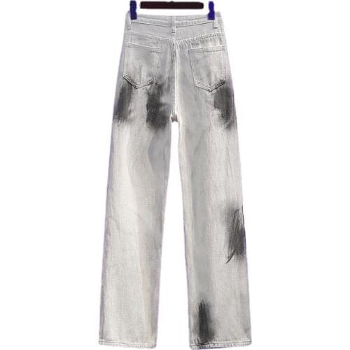 Tie Dye Print Straight Pants WomenS Jeans Y2K Aesthetic High Waist Trousers Streetwear Harajuku Baggy Denim Capris 5XL