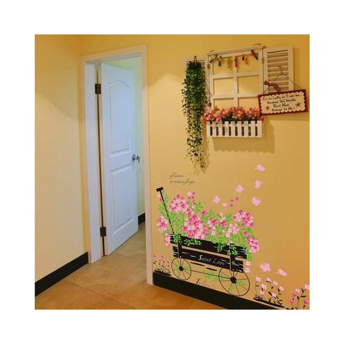 Romantic Flower Butterfly Floats Skirting Line Wall Stickers Living Room Backdrop Home Decor Mural Decal Wallpaper