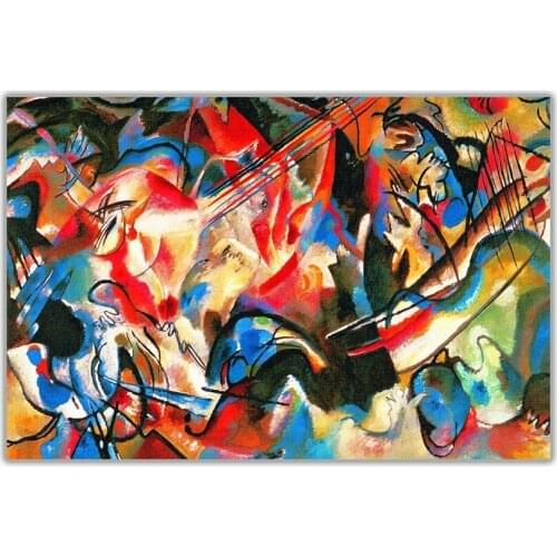 Handmade Wassily Kandinsky Geometric Abstract Oil Painting Art Wall Pictures For Living Room Home Decor