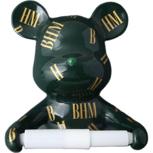 Resin Bear Rall Paper Towel Holder Figurines Nordic Animal Hanging Tissue Box Holder Rack Interior Modern Wall Decor