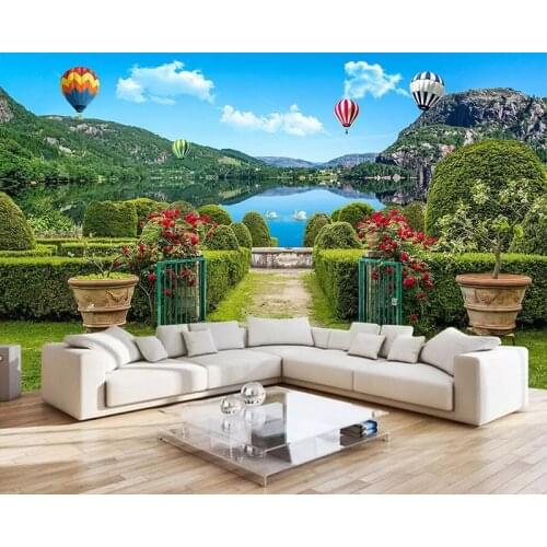 Modern 8d Garden Green shade Wall paper Mural 3D Big Lake Wallpaper sticker paper For Living room background Wall Murals Decor