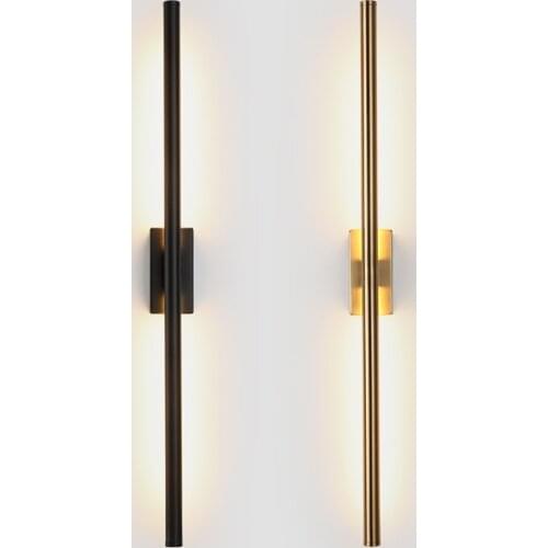 Modern simple linear tube LED up down background opposite wall light LED bedside foyer corridor black gold LED sconce ZM1016