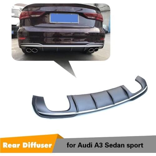 PP Rear Bumnper Diffuser Lip Spoiler for Audi A3 S-line Sedan 4 Door 2017-2019 Car Rear Lip Spoiler Non Standard