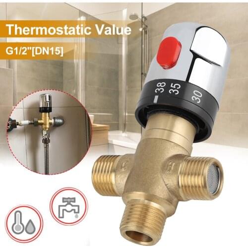 1PC Brass Pipe Thermostat Faucet Thermostatic Mixing Valve Bathroom Water Temperature Control Faucet Cartridges Dropshipping