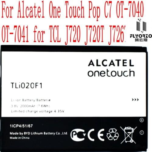 High Quality 2000mAh TLI020F1 Battery For Alcatel One Touch Pop C7 OT-7040 OT-7041 for TCL J720 J720T J726T Cell Phone