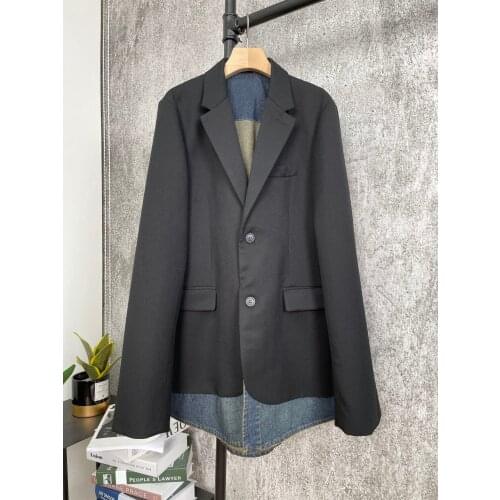 Spring New 2021 Women High Quality Patchwork Denim Loose Blazer Jacket Ladies Casual Overcoat Coat Gndz 3.10