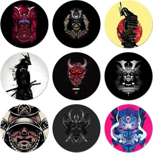 Japanese samurai oni mask Icons Pins Badge Decoration Brooches Metal Badges For Backpack Decoration