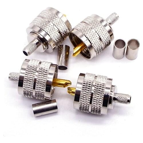 1PC SO239 SO-239 UHF Male Crimp for LMR195 RG58 RG142 RG223 RG400 Cable RF Coaxial Adapters Connectors