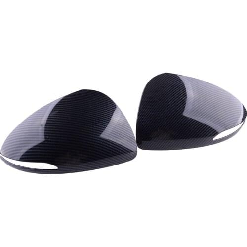 2Pcs Rearview Mirror Cover Trim Fit for Hyundai Sonata 2020-2021 ABS Black Carbon Fiber Style