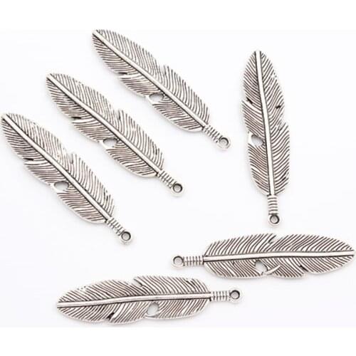 2020 New 10pcs/lot 15*61.5mm Leaf Pendant Alloy Charms Connector for Women Girls Necklace Choker Charm Making Jewelry