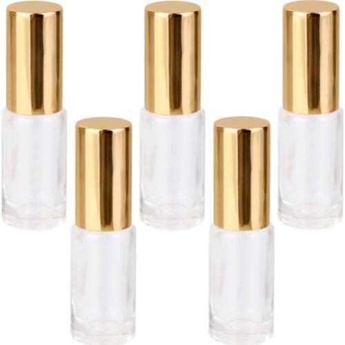 5 Mini Clear Travel Refillable Empty Roll-on Glass Perfume Bottle Makeup 5ml