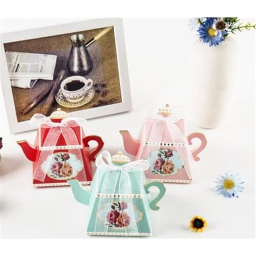 500pcs Teapot Candy Boxes Baby Shower Party Cartoon Gift Bag Kids Party Favors Candy Chocolates Bag Birthday Wedding Decoration