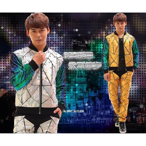 2016 New Mens Fashion slim personality laser pu leather Pants costumes nightclub bar singer dancer stage show trousers