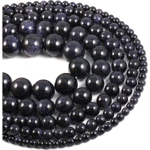 4 6 8 10 12mm Natural Stone Galaxy Blue Sand Stone Beads Round Loose Beads for Jewelry Making Necklace DIY Bracelet Accessories