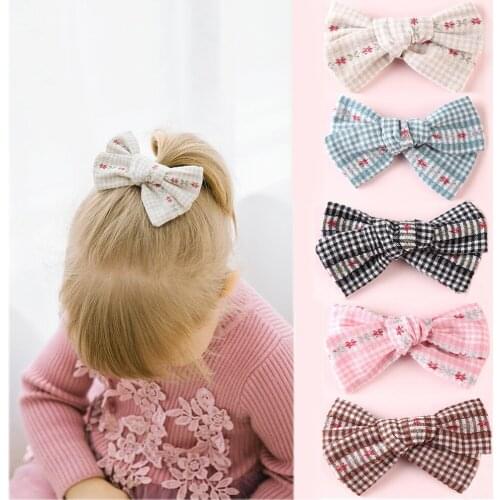 Baby Hair Clips Bow Linen Hairpins For Girls Square Barrette Kids Classic Hair Accessories Child Princess Hairgrips Cute Hairpin